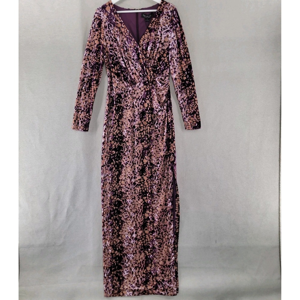 Rachel Zoe Womens Dress Velvet Burnout Faux Wrap Event Maxi NEW Size 6 Purple